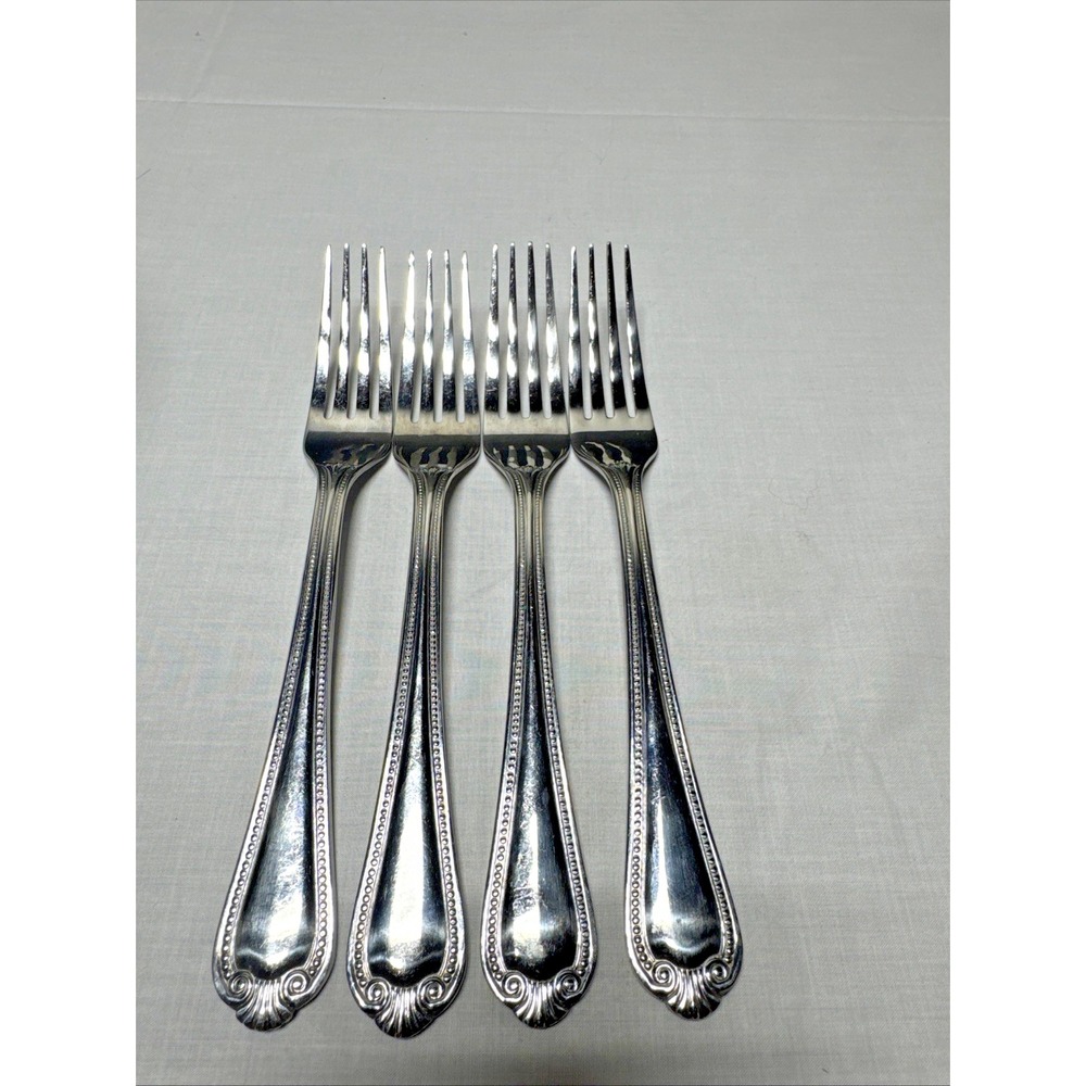 Cambridge Stainless Steel forks Flatware Lot of 4 Dinner beaded